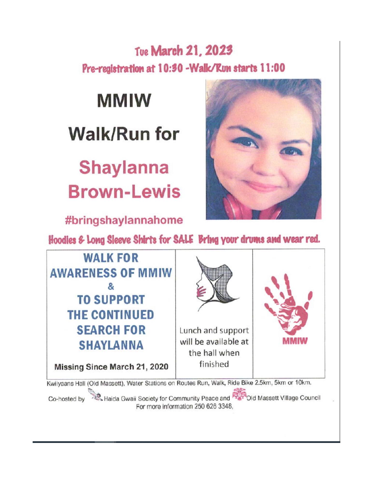 MMIW Walk Run for Shaylanna Brown-Lewis