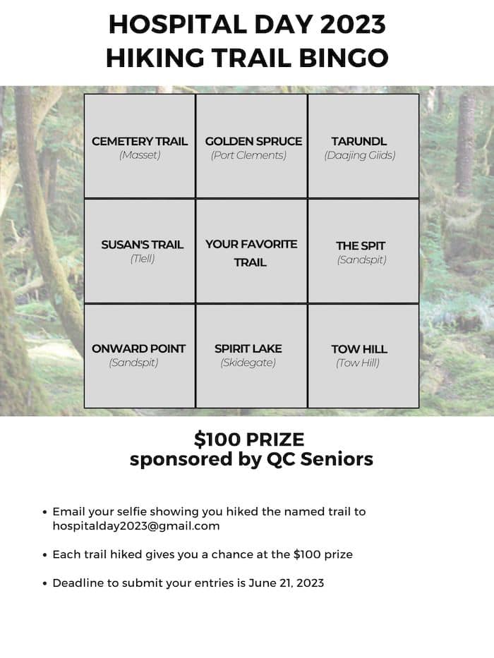 Hospital Day Hiking Trail Bingo