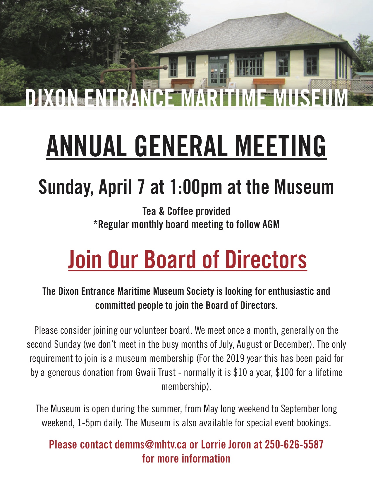 Annual General Meeting -- Dixon Entrance Maritime Musuem Society