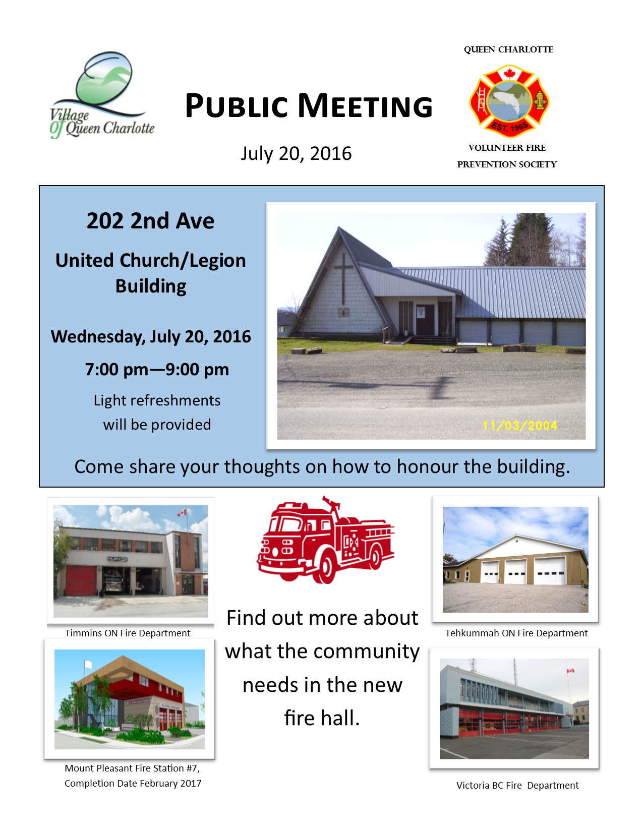 Queen Charlotte Fire Hall Public Meeting