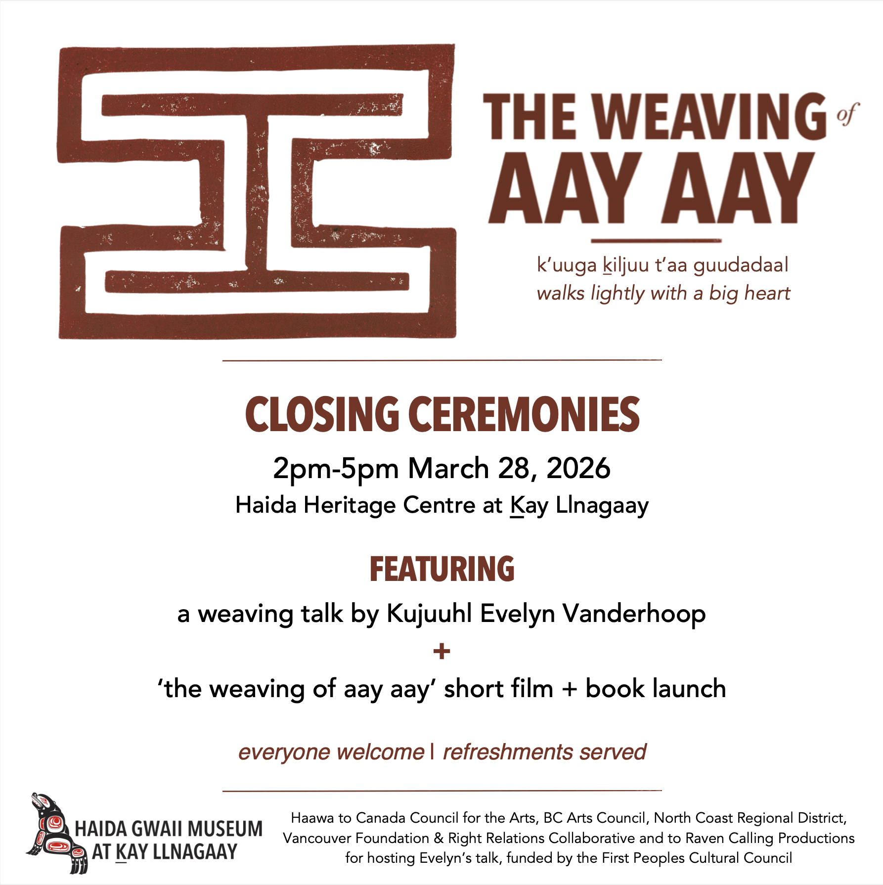 "the weaving of aay aay" closing ceremony + book launch 