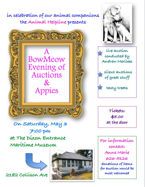 Animal Helpline Fundraiser A BowMeow Evening of Auctions and Appies